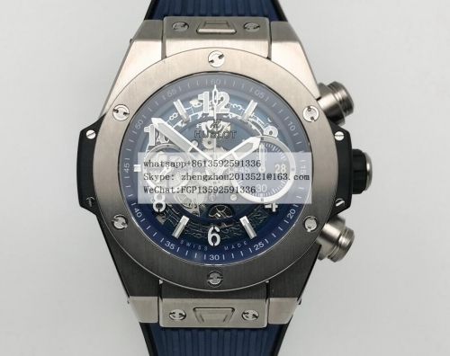 HUBLOT ZF Factory Hublot Big Bang  Asia 7750 Valjoux Automatic Movement Unico 44mm Big Bang Unico 44mm SS SS/RU Blue Ske ZF A1280 ETA 1280