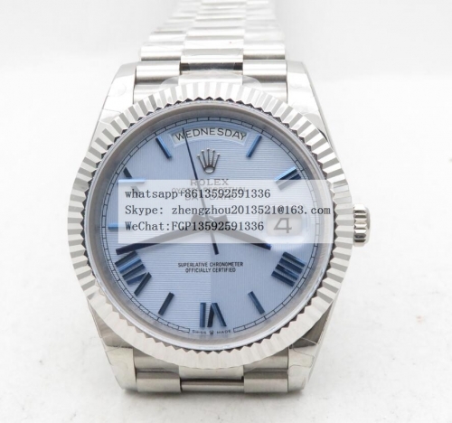 ROLEX GMF Factory 40mm DayDate DayDate 40mm 904L Flt SS/SS Blue/Rm/Stk GMF A3255 Mod ETA 3255