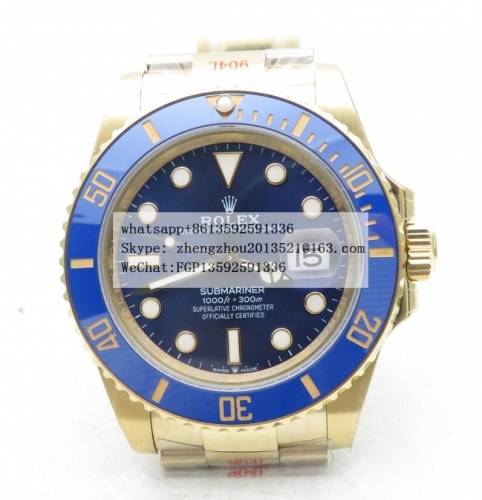 ROLEX  GMF Factory V2 Rolex Ref.116618LB Submariner Blue  Latest VR3135 Clone Movement & Best Crystal Submariner 116618LB YG/YG Blue GMF V2 VR3135 ETA