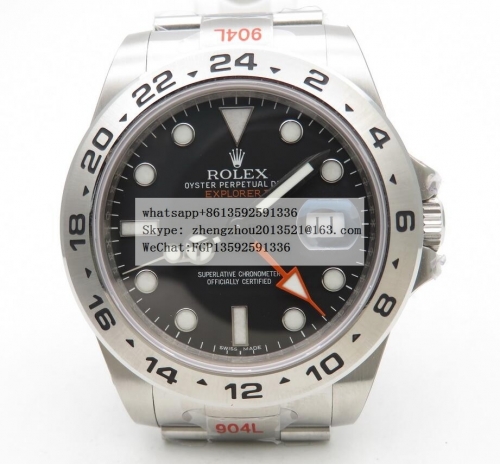 ROLEX GM Factory Best Edition with Asia 3187 Hour Hand Adjustable 904L Steel Edition Correct Hand Stack Movement Explorer II 216570 904L SS/SS Blk GMF