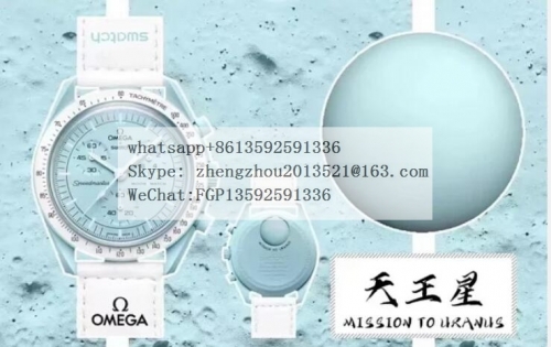 OMEGA  Swatch X Omega Moonwatch Uranus CER/NY Blue Qtz  Swatch X Omega Bioceramic Moonswatch Mission to Uranus