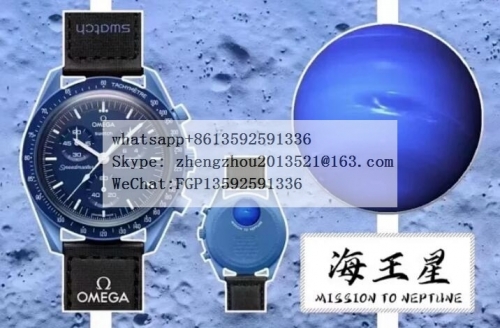 OMEGA Swatch X Omega Moonwatch Neptune CER/NY Blue Qtz Swatch X Omega Bioceramic Moonswatch Mission to Neptune