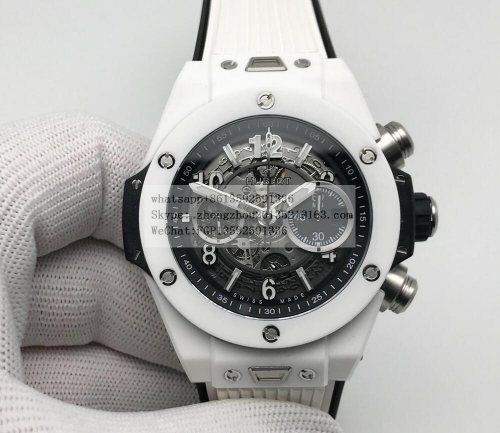 HUBLOT ZF Factory Hublot Big Bang Un  Big Bang Unico 44mm Wht CER/RU Blk Ske ZF A1280