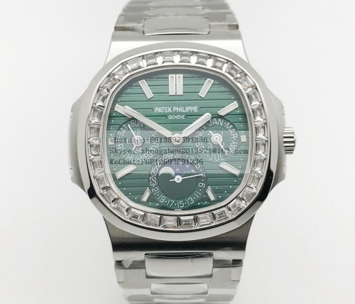 PATEK PHILIPPE NAUTILUS SERIES  Nautilus Pert Cal 5740 Dia SS/SS Green GRF A240 GRF Factory Patek Nautilus Perpetual Calendar Ref.5740