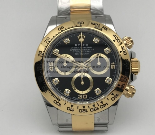 ROLEX BTF Factory 1:1 Rolex Daytona 116500 in 904L Steel  Daytona 116503LN 904L YG/SS Blk/Dia BTF Asia 4130