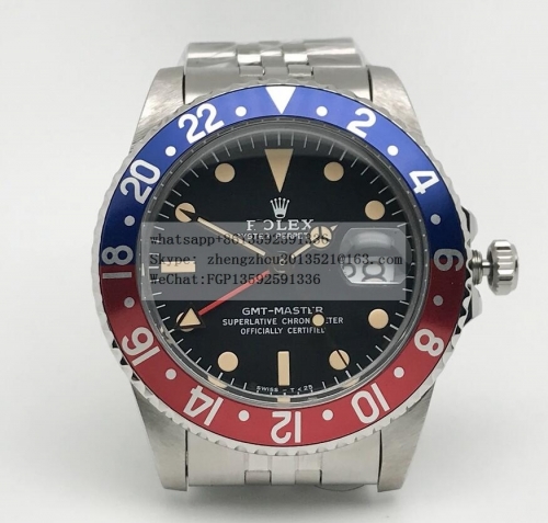 ROLEX ROLGMT0262A - GMT Ref.1675 Vintage Red/Blue SS/SS Blk WMF A2836 WMF Factory Rolex Vintage GMT 1675