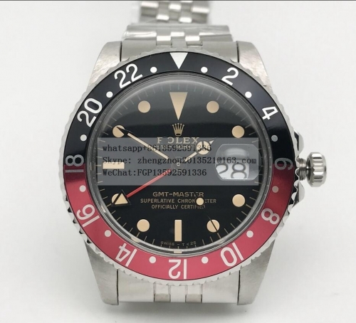 ROLEX ROLGMT0262C - GMT Ref.1675 Vintage Red/Blk SS/SS Blk WMF A2836 WMF Factory Rolex Vintage GMT 1675