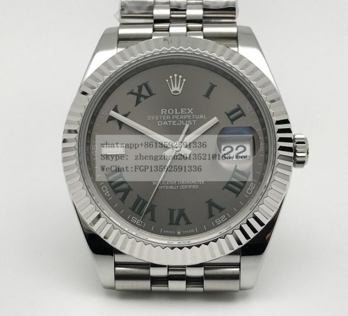 ROLEX R2DJ0420A - DJ2 41mm Jub Flt 904L SS/SS Grey/Rmn ZF A2824 ZF Factory 41mm DateJust Jubilee Edition 904L Stainless Steel Wimbledom Made with Genu