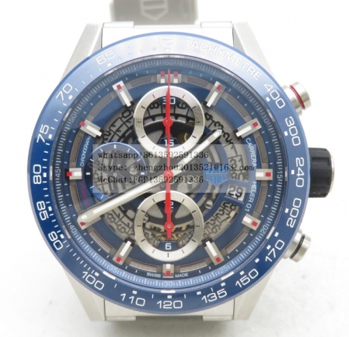 TAG HEUER TAG0368 - Carrera Cal. HEUER 01 43mm SS/SS Blue XF A1887 Chrono TAG Heuer Carrera Calibre Heuer 01 43mm XF Factory made 1:1 with new custom 