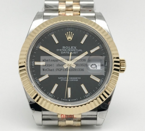 ROLEX R2DJ0400C - DJ2 41mm Jub Flt 904L YG/SS Blk/Stk GMF V2 VR3235 GMF Factory V2 41mm DateJust Jubilee Edition 904L Stainless Steel Made with Genuin