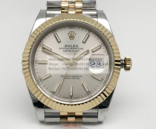 ROLEX R2DJ0400B - DJ2 41mm Jub Flt 904L YG/SS Silv/Stk GMF V2 VR3235 GMF Factory V2 41mm DateJust Jubilee Edition 904L Stainless Steel Made with Genui