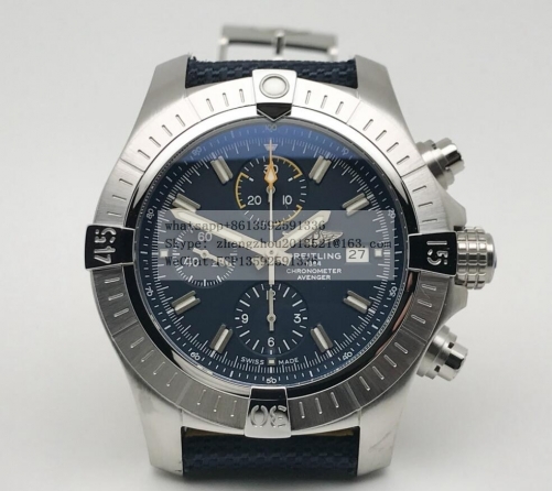 Breitling BSW0482C - Avenger 45mm SS/NY Blue/Yelw Stk TF A7750 TF Factory Breitling Avenger