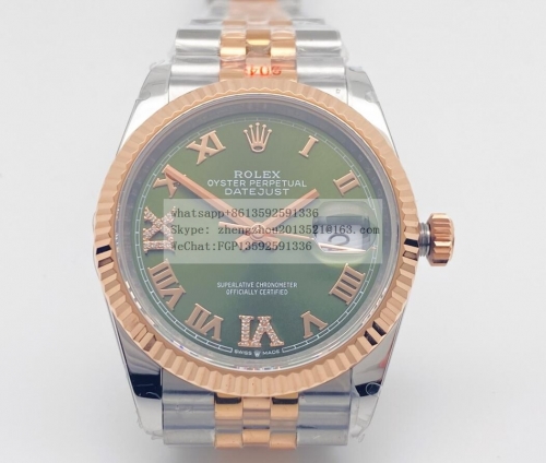 ROLEX RDJ0419B - DJ 36mm Jub Flt 904 RG/SS Grn/Rmn/Dia GMF V2 VR3235 GMF Factory V2 Rolex 36mm DateJust Made with Genuine Rolex Datejust 36mm 1:1