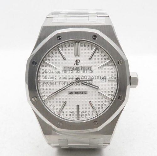 AP AP0724A - Royal Oak 15400 SS/SS White APSF A3120 APSF Factory AP Ref.15400 Royal Oak in Stainless Steel