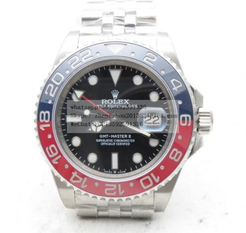 ROLEX ROLGMT0243A - GMT II 126710 Jub SS/SS Blk JCF VR3186 CHS  JCF Factory with VR3186 Hour Hand Adjustable Correct Hand Stack Movement