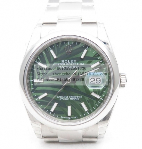 ROLEX RDJ0392A - DJ 36mm Oys Smt SS/SS Green Palm/Stk EWF A3235 EWF Factory Rolex 36mm DateJust Oyster Edition Made with Genuine Rolex Datejust 36mm 1