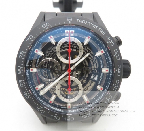 TAG HEUER TAG0367 - Carrera Cal. HEUER 01 43mm CER/CER Blk XF A1887 Chrono TAG Heuer Carrera Calibre Heuer 01 43mm Full Matte Black Ceramic Case, Beze