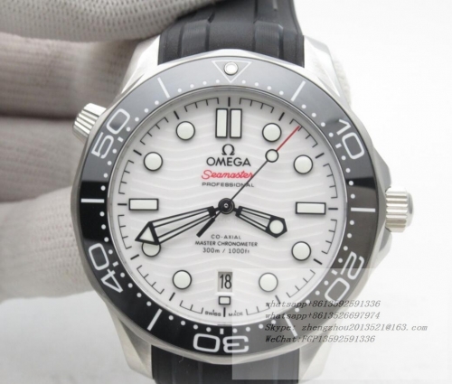 OMEGA OMG0643 - Seamaster 300m 2018 SS/RU White VSF Asia 8800 VS Factory V2 Basel 2018 Seamaster Diver White 300m Co-Axial Installed with Asia Clone A