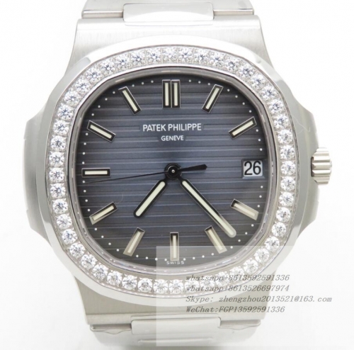 Patek Philippe PP0373B - Nautilus Jumbo 5711 Diam SS/SS Blue/Stk PPF V4 A324  PPF Factory V4 Top Patek Nautilus Ref.5711 Made 1:1 with reference to a 