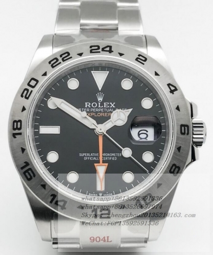 ROLEX ROLEXP2050B - Explorer II 226570 904L SS/SS Blk GMF VR3285 CHS GMF Factory Best Edition made 1:1 with genuine as reference. With VR3285 Hour Han