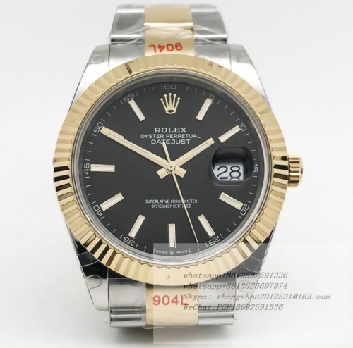 ROLEX R2DJ0457C - DJ2 41mm Oys Flt 904L YG/SS Black/Stk GMF V2 VR3235