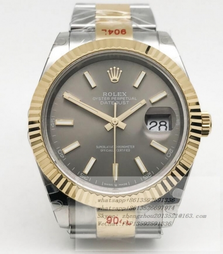 ROLEX R2DJ0457E - DJ2 41mm Oys Flt 904L YG/SS Grey/Stk GMF V2 VR3235 GMF Factory V2 41mm DateJust 904L Made with Genuine Rolex Datejust 41mm 1:1