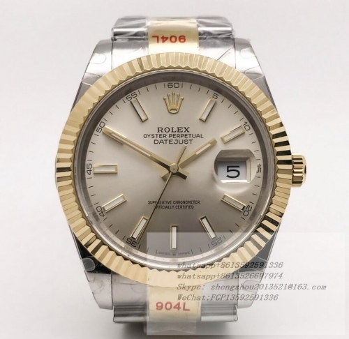 ROLEX R2DJ0457F - DJ2 41mm Oys Flt 904L YG/SS Silv/Stk GMF V2 VR3235  GMF Factory V2 41mm DateJust 904L Made with Genuine Rolex Datejust 41mm 1:1