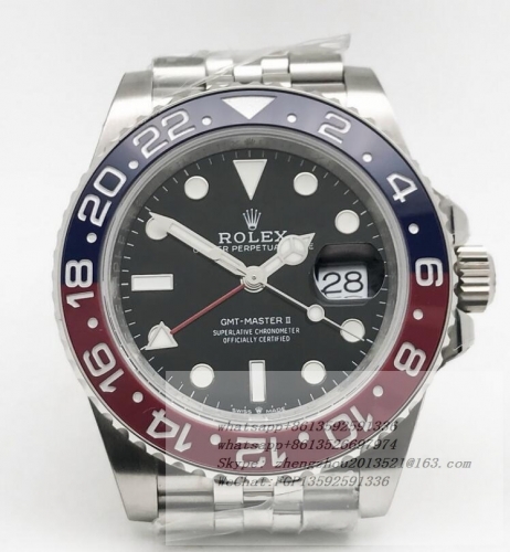 ROLEX ROLGMT0302D - GMT II 126710 Jub SS/SS Blk BPF SH3285 CHS BPF Factory with SH3285 Hour Hand Adjustable Correct Hand Stack Movement