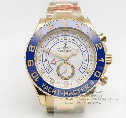 ROLEX ROLYM233D - YachtMaster 116685 Blue YG/YG White KF A7750 Mod  KF Factory Yellow Gold YachtMaster II 116685