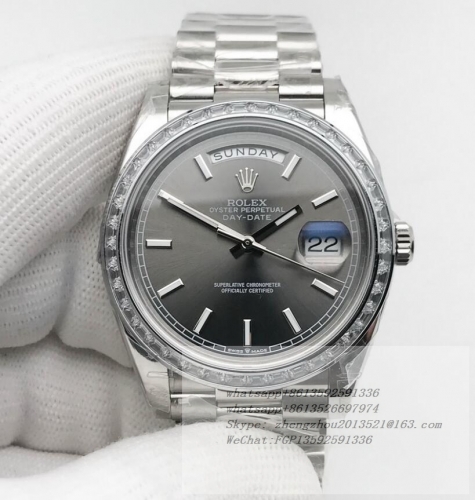 ROLEX RDD0285B - DayDate 40mm Dia SS/SS Grey/Stk GSF A2836 Mod  GSF Factory 40mm DayDate with Tungsten Weighted