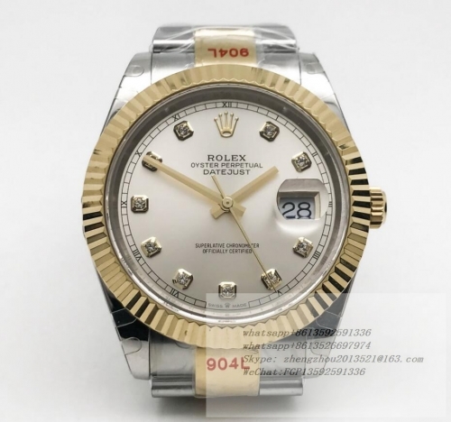 ROLEX R2DJ0462C - DJ2 41mm Oys Flt 904L YG/SS Silv/Dia GMF V2 VR3235