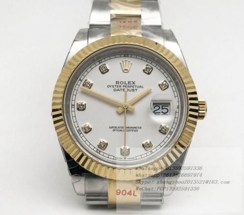 ROLEX R2DJ0462A - DJ2 41mm Oys Flt 904L YG/SS Wht/Dia GMF V2 VR3235