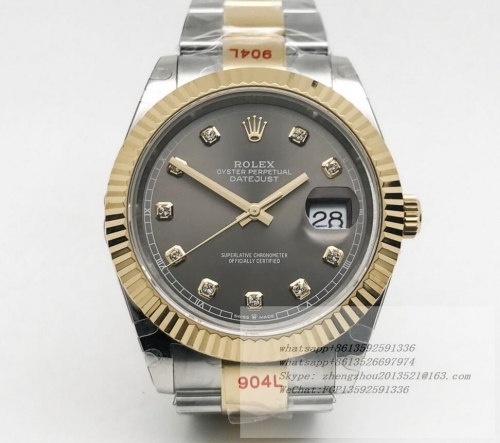 ROLEX R2DJ0462E - DJ2 41mm Oys Flt 904L YG/SS Grey/Dia GMF V2 VR3235