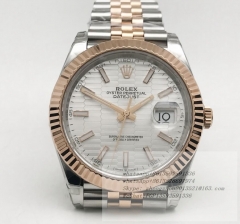 ROLEX R2DJ0461 - DJ2 41mm Jub Flt 904L RG/SS P-Silv/Stk VSF VS3235