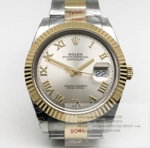 ROLEX R2DJ0458C - DJ2 41mm Oys Flt 904L YG/SS Silv/Rm GMF V2 VR3235