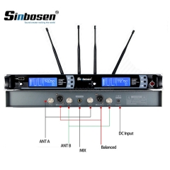 Sinbosen SKM9000 2CH 100 mètres de portée UHF microphone sans fil professionnel à main