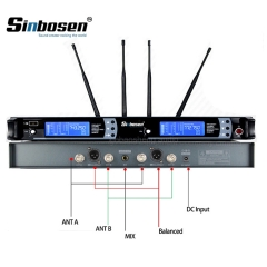 Micrófono inalámbrico profesional UHF de la gama UHF de Sinbosen SKM9000 2CH 100 metros