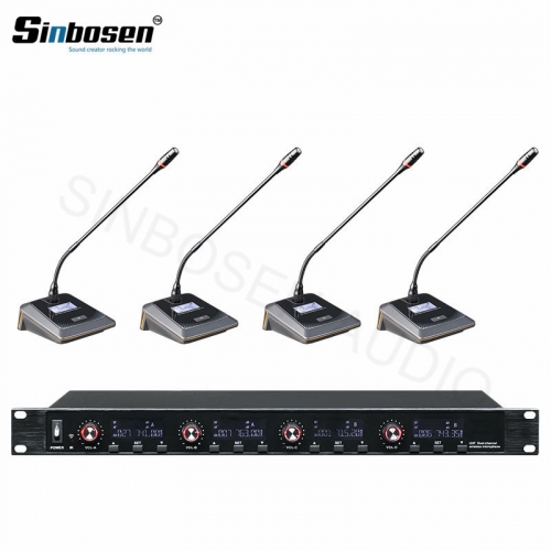 Sinbosen UR-6004 profesional inalámbrico de alta calidad para micrófono de cuatro conferencias para reuniones
