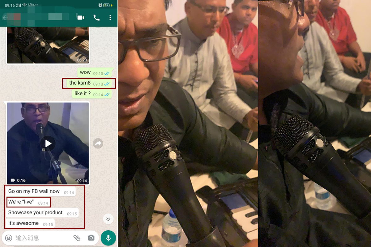 Transmissão ao vivo de microfones com fio Sinbosen KSM8 para clientes de Trinidad e Tobago