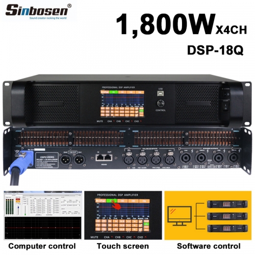 Sinbosen DSP 18000Q professionnel 4 canaux classe td amplificateur de puissance dsp