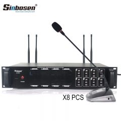 Micrófono de conferencia inalámbrico UHF Sinbosen S-800 1 para 8 micrófono de cuello de cisne de mano de escritorio