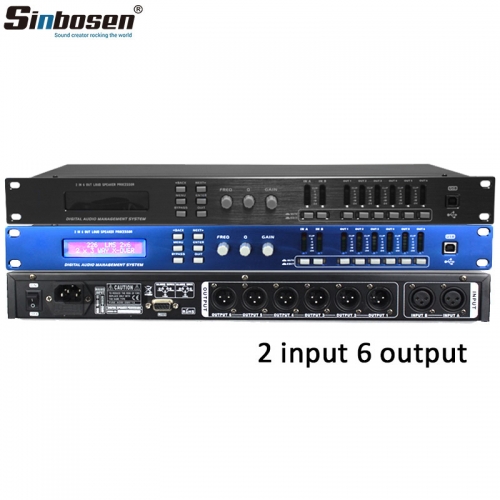 Processeur audio karaoké Sinbosen 2 entrées 6 sorties Dp 226 processeur audio numérique professionnel