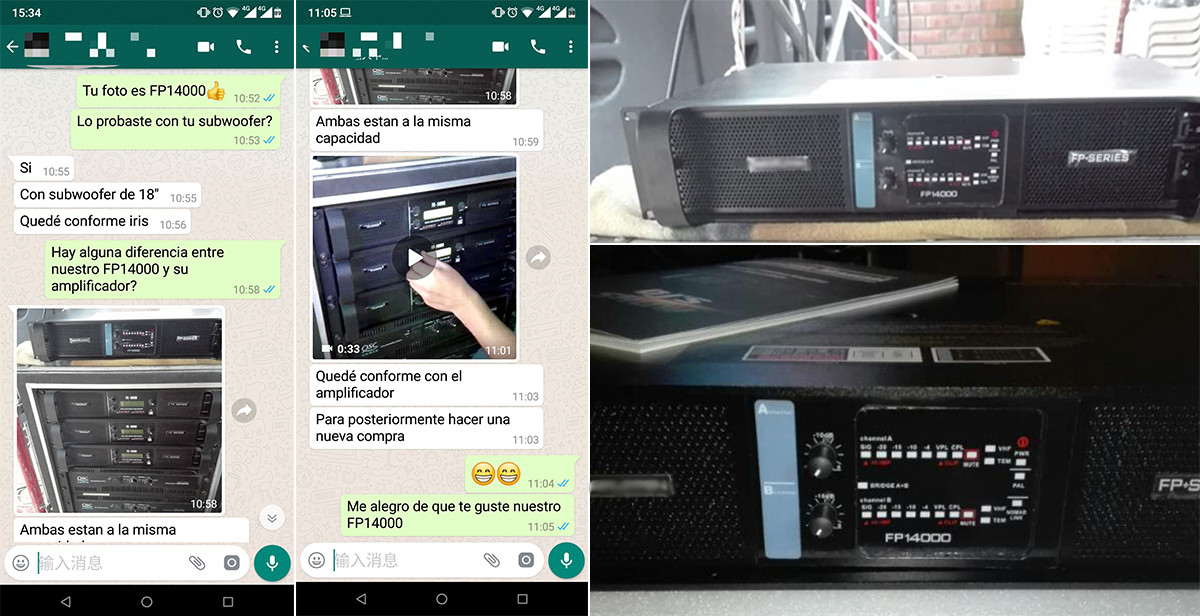 Los clientes de Bolivia comentan el SR2050 en el monitor de oído y el amplificador de potencia FP14000.