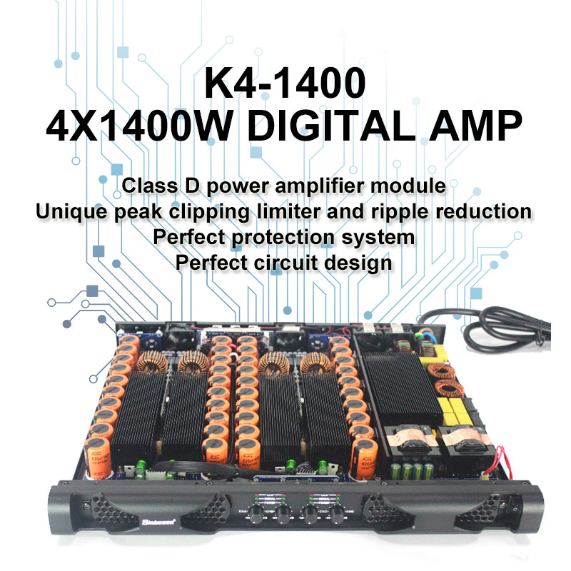 Sinbosen K4-1400 1U 4 Channel Digital Power Amplifier Class D 1000W Amp