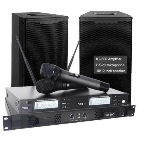 Sinbosen 600w 2 ch home theater sound amplifier wireless mcirophone system and 12 inch speaker