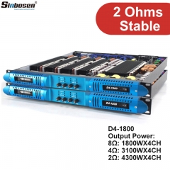 Sinbosen 2 ohms stable digital amplifier 4 channels D4-1800 professional 4300w class d amplifier