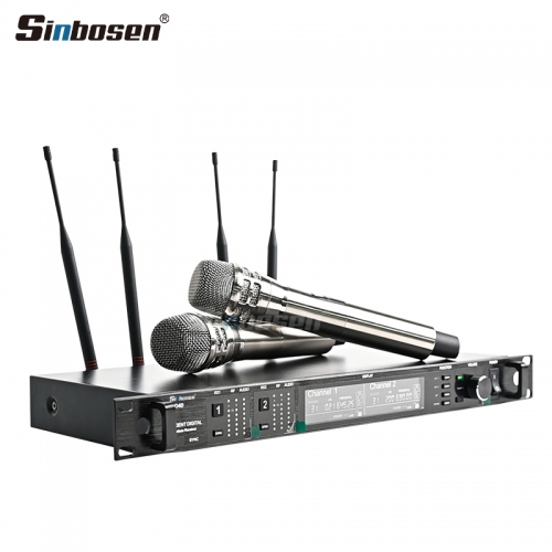 Micrófono inalámbrico 615MHz-655MHz Ad4d Professional Stage Karaoke Micrófono con 2 micrófonos de mano