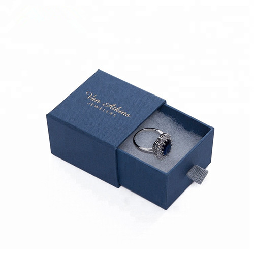 Custom blue rigid paper luxury jewellery box mini jewelry gift storage  packaging boxes with logo