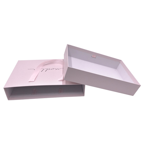 OEM Pink Cardboard Drawer Gift Box With Ribbon