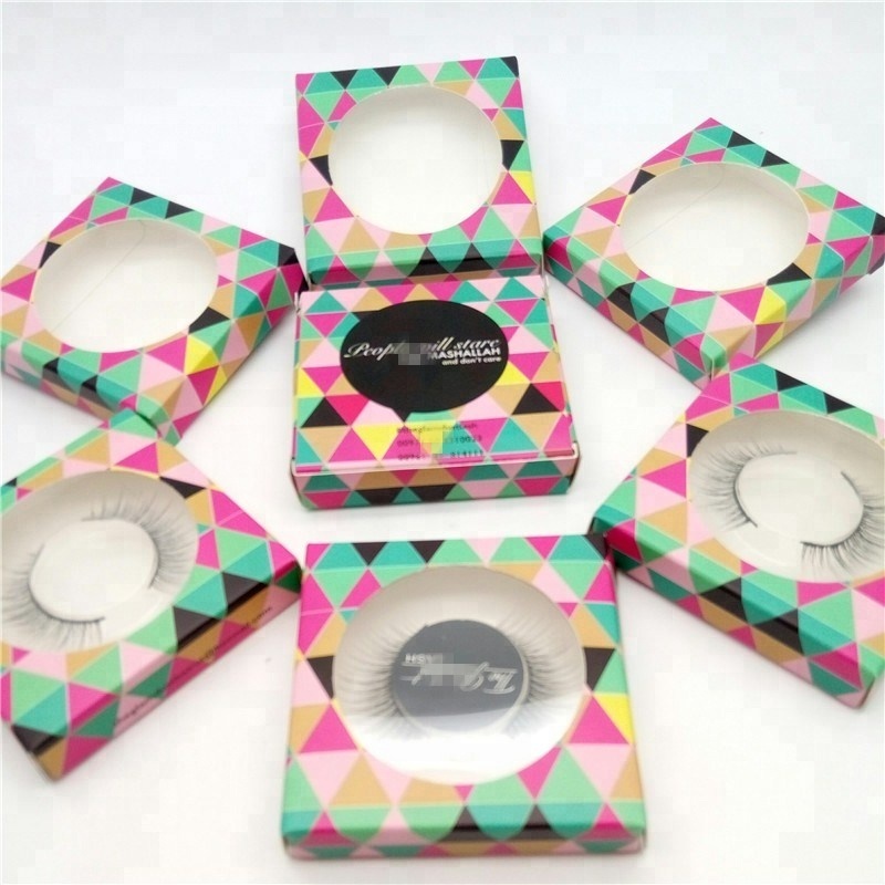 caja de papel colorido cuadrado de etiqueta privada de pestañas sintéticas